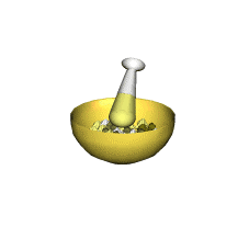 pestle and mortar animation Animation of a pestle and mortar being used to break up rock salt.