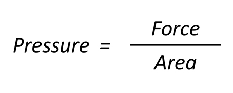 Pressure formula Formula to calculate the amount of pressure on an object. Where pressure equals force divided by area.
